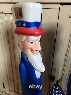 Vintage Blow Mold Uncle Sam Patriotic Union New Old Stock Lot Of 2 NO LIGHTS