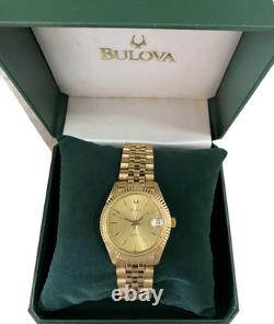 Vintage Bulova Automatic Gold Dial Stainless Steel Women's watch NOS Rare