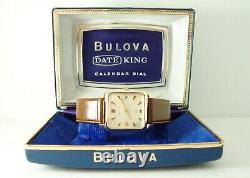 Vintage Bulova'Date King' Men's Watch c1964, Serviced, Display Box, NOS Strap