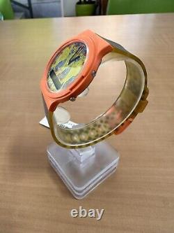 Vintage Casio 304 PTC-11 Orange Colored Analog/digital Watch NOS