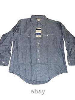 Vintage Chambray Blue Button Down Shirt Montgomery Ward Size XL NEW OLD STOCK