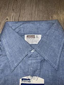 Vintage Chambray Blue Button Down Shirt Montgomery Ward Size XL NEW OLD STOCK