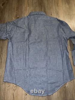 Vintage Chambray Blue Button Down Shirt Montgomery Ward Size XL NEW OLD STOCK