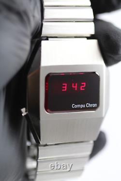 Vintage Compu Chron Watch Led Digital Quartz Nos