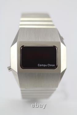 Vintage Compu Chron Watch Led Digital Quartz Nos