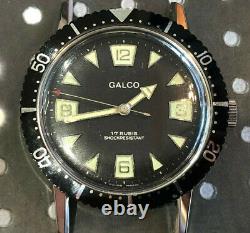 Vintage Galco diver wristwatch by gallet, new old stock works bezel meter