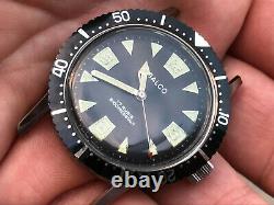 Vintage Galco diver wristwatch by gallet, new old stock works bezel meter