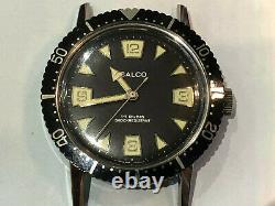 Vintage Galco diver wristwatch by gallet, new old stock works bezel meter