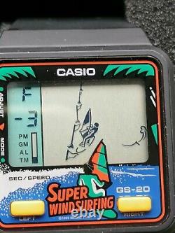 Vintage Game Watch Casio GS-20 SUPER WINDSURFING QW919 NOS YEAR 1990