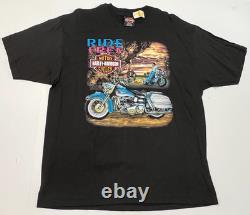 Vintage HARLEY DAVIDSON Shirt XL 90s Ride Free RK Stratman Single Stitch NOS