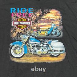 Vintage HARLEY DAVIDSON Shirt XL 90s Ride Free RK Stratman Single Stitch NOS