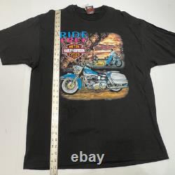 Vintage HARLEY DAVIDSON Shirt XL 90s Ride Free RK Stratman Single Stitch NOS