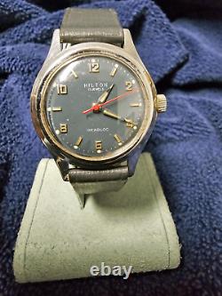 Vintage Hilton Swiss Made All Original All Stainless Steel 17 Jewel wrist watch