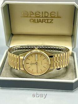 Vintage Mens Spidel Gold Tone NOS Wrist Watch & Box