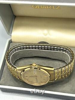 Vintage Mens Spidel Gold Tone NOS Wrist Watch & Box