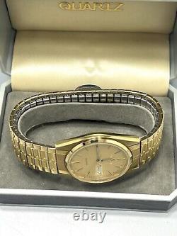 Vintage Mens Spidel Gold Tone NOS Wrist Watch & Box