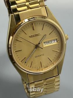 Vintage Mens Spidel Gold Tone NOS Wrist Watch & Box