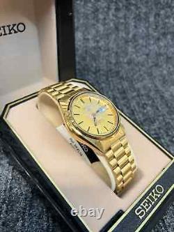 Vintage NEW OLD STOCK Seiko 5 7S26-6009 Day-Date Automatic Gold Tone 34mm Watch