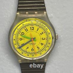 Vintage NOS 1989 Swatch Watch Lemon Iceberg GK 116 New Old Stock with Case Works