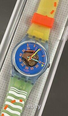 Vintage NOS 1990 Swatch Watch Coral Beach LN 112 New Old Stock with Case