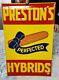 Vintage NOS EMBOSSED PRESTONS HYBRID CORN METAL SIGN Old Seed Farm Advertising