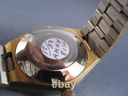 Vintage NOS Helbros Gold Tone Automatic Mens Date Watch & Box 17J Unworn 1970