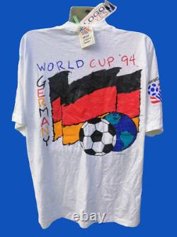 Vintage NOS Mens XL White T Shirt 1994 Fifa World Cup Football USA Germany Flag