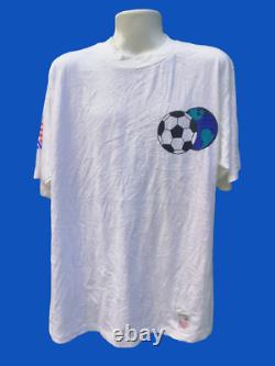 Vintage NOS Mens XL White T Shirt 1994 Fifa World Cup Football USA Germany Flag