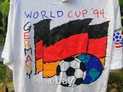 Vintage NOS Mens XL White T Shirt 1994 Fifa World Cup Football USA Germany Flag