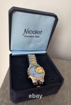 Vintage NOS Nicolet 2 Dial Watch With Box Quartz Watch Vintage NOS Nicolet 2 Dial Watch With Box Quartz Watch