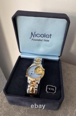 Vintage NOS Nicolet 2 Dial Watch With Box Quartz Watch