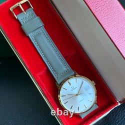 Vintage NOS Omega Geneve 14K Solid Gold Date Manual Wind Wristwatch with Box