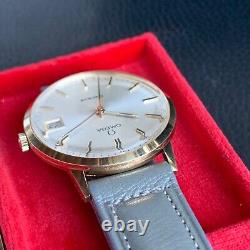 Vintage NOS Omega Geneve 14K Solid Gold Date Manual Wind Wristwatch with Box