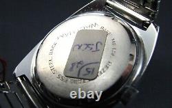 Vintage NOS Waltham Silver Tone Hand Wind Mens Date Watch & Box 7J Unworn 1970