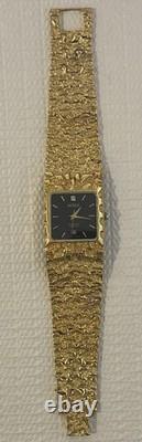 Vintage New Old Stock Benrus Gold Tone Melted Nugget Diamond Quartz New Battery