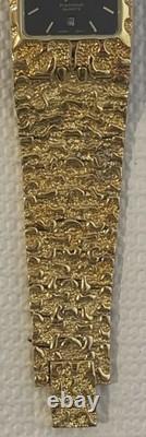 Vintage New Old Stock Benrus Gold Tone Melted Nugget Diamond Quartz New Battery