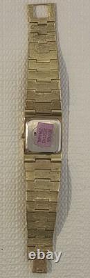 Vintage New Old Stock Benrus Gold Tone Melted Nugget Diamond Quartz New Battery