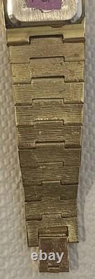 Vintage New Old Stock Benrus Gold Tone Melted Nugget Diamond Quartz New Battery