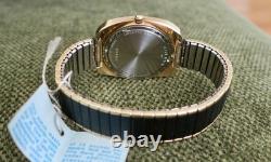 Vintage New Old Stock Bulova 36mm Automatic Gold Tone Watch on Stretchy Band