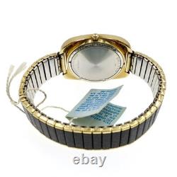 Vintage New Old Stock Bulova 36mm Automatic Gold Tone Watch on Stretchy Band