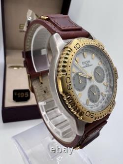 Vintage New Old Stock Elgin Tachymeter Gold Tone Sporty Classic Men's Watch Box