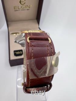 Vintage New Old Stock Elgin Tachymeter Gold Tone Sporty Classic Men's Watch Box
