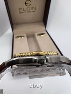 Vintage New Old Stock Elgin Tachymeter Gold Tone Sporty Classic Men's Watch Box