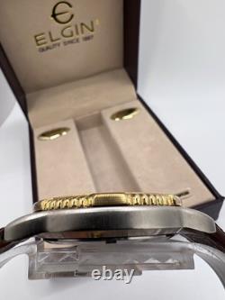 Vintage New Old Stock Elgin Tachymeter Gold Tone Sporty Classic Men's Watch Box