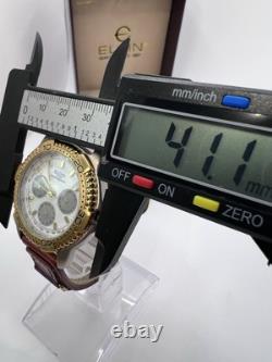 Vintage New Old Stock Elgin Tachymeter Gold Tone Sporty Classic Men's Watch Box