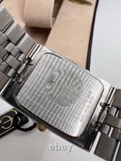 Vintage New Old Stock Elgin Tank Gold Silver Tone Blue Face Men's Watch Classy