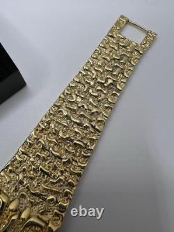 Vintage New Old Stock Mens Gruen Precision Quartz Gold Tone Nugget Watch