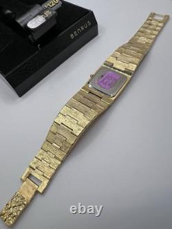 Vintage New Old Stock Mens Gruen Precision Quartz Gold Tone Nugget Watch