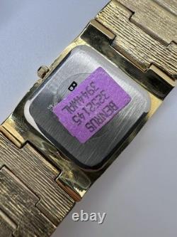 Vintage New Old Stock Mens Gruen Precision Quartz Gold Tone Nugget Watch