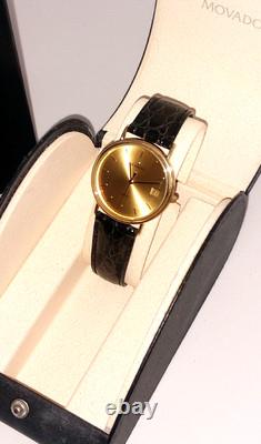 Vintage New Old Stock Movado Men's 18k Gold Electroplated Quartz Watch -Super